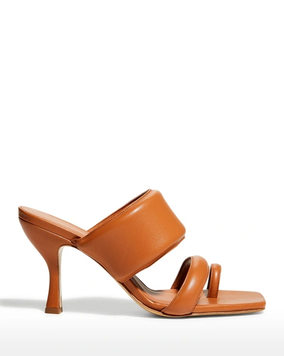 Gia X Pernille 80mm Lambskin Toe-ring Slide High-heel Sandals In Brown