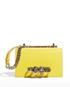 Alexander Mcqueen Croc Embossed Leather Shoulder Bag In Pop Yellow