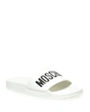 Moschino White Logo Pool Slides In White