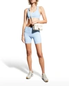 Onzie High-rise Ribbed Biker Shorts In Blue Fog Selenite