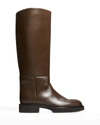 Khaite Derby Leather Riding Boots In Black
