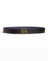 Loewe Reversible Anagram Leather Belt In Tan Black Gold