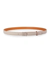 Loewe Anagram Plaque Thin Leather Belt In Light Ghost Palla