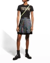 Versace Jeans Couture Ribbed Collar Crew-neck T-shirt In Cotton In Nero Oro