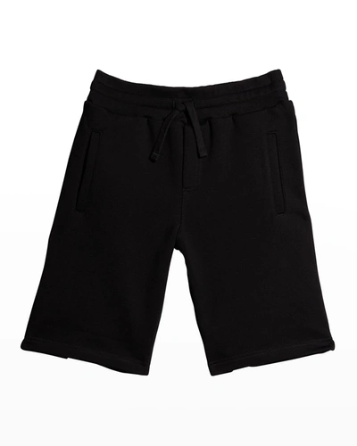 Dolce & Gabbana Kids' Boy's Logo Drawstring Jogger Shorts In N0000 Black