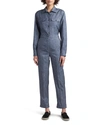Giorgio Armani Denim-effect Silk Pants In Blue