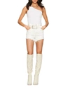 Blue Revival Outlaw Belted Frayed Shorts In White