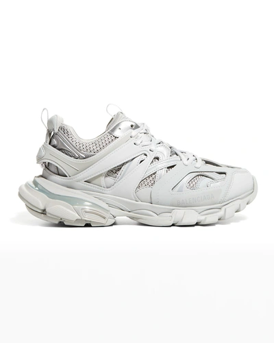 Balenciaga Track Fashion Trainer Sneakers In White/silver Met