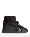 Inuikii Classic Mixed Leather Shearling Snow Booties In Black