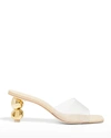 Cult Gaia Gigi Metallic Sphere-heel Vinyl Sandals In Clear