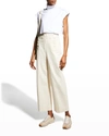 Tory Burch Sailor High-rise Twill Pants In Natural