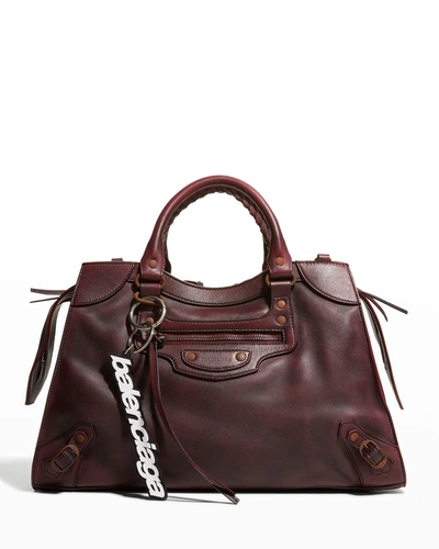 Balenciaga Burgundy Neo Classic City Medium Leather Top Handle Bag In Red