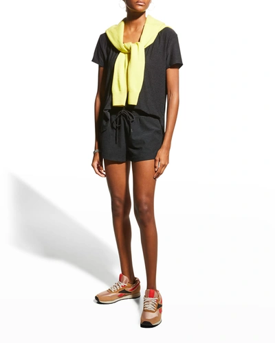 Beyond Yoga Split Up V-neck T-shirt In Darkest Night