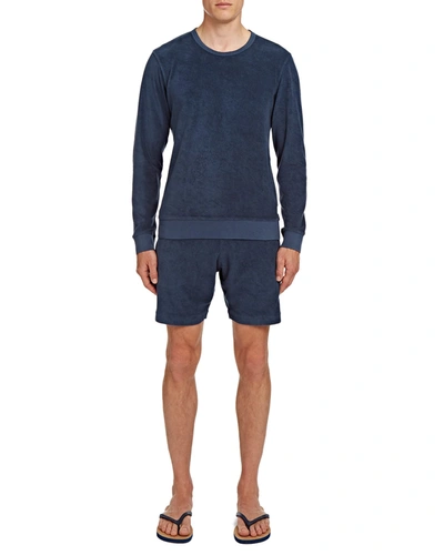 Orlebar Brown Pierce Slim-fit Garment-dyed Cotton-terry Sweatshirt In Blue