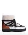 Inuikii Curly Rock Shearling Colorblock Snow Booties In Taupe