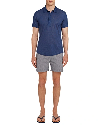 Orlebar Brown Short-sleeved Linen Polo Shirt In Classic Blue