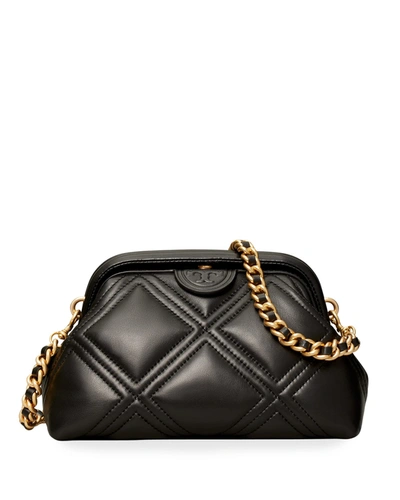 Tory Burch Fleming Soft Frame Shoulder Bag In Quilted Leather In Black