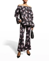ADAM LIPPES FLORAL-PRINT CROPPED FLARE-LEG trousers,PROD245030132