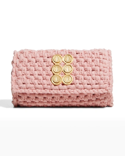 Kooreloo Amalfi Crochet Clutch Bag In Pink
