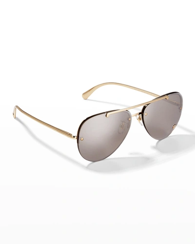 Versace Men's Rimless Metal Aviator Sunglasses In Havna Gold