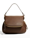 Tom Ford Jennifer Medium Grained Leather Shoulder Bag In Chestnut