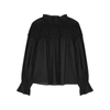 Merlette Womens Black Majorelle Flared-neck Cotton Top S In Black