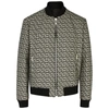 Balmain Monogram Reversible Bomber Jacket Geometric Pattern In Black