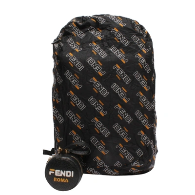 Pre-owned Fendi Black Leather Nylon Mania Backpack