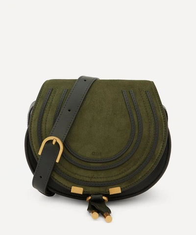Chloé Womens Army Green Marcie Small Suede Cross-body Bag In Khaki Forest