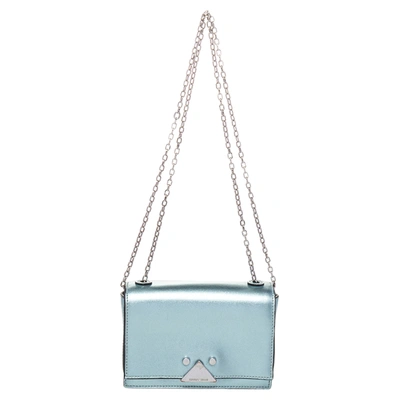 Pre-owned Emporio Armani Metallic Mint Green Leather Chain Shoulder Bag