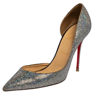 Pre-owned Christian Louboutin Multicolor Glitter Iriza D'orsay Pointed Toe Pumps Size 39.5