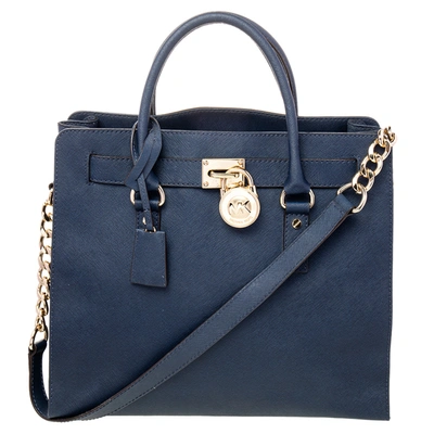 Pre-owned Michael Michael Kors Blue Leather Hamilton Tote