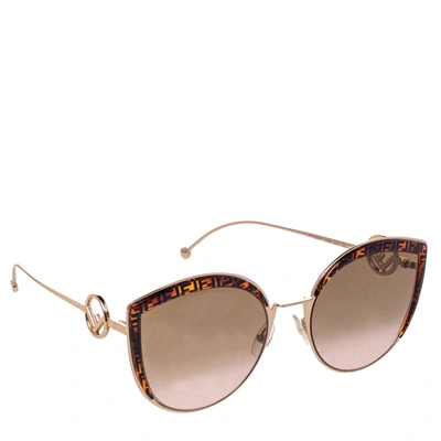 Pre-owned Fendi Gold/brown Ff 0290/s Cat Eye Gradient Sunglasses