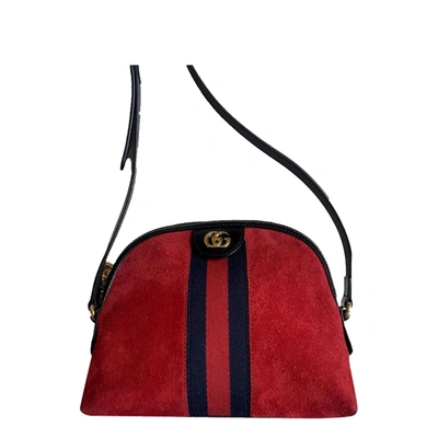 Pre-owned Gucci Red Suede Ophidia Shoulder Bag