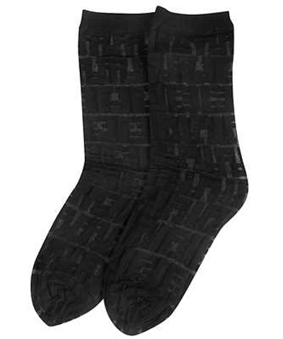 Fendi Logo Print Nylon Socks In Black