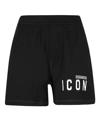 Dsquared2 Printed Cotton-fleece Shorts In Black