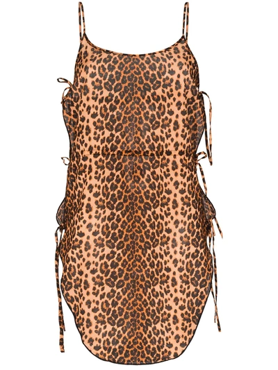 Agent Provocateur Kittie Leopard Print Cover-up Dress In Braun