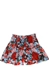 Msgm Kids Shorts With Multicolored Floral Print In Var. Unica