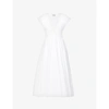 Tove Womens White Ceres Smocked Organic Cotton-poplin Midi Dress 8 In White
