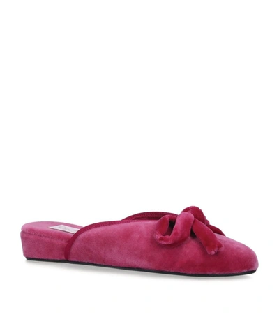 Olivia Morris At Home Velvet Daphne Bow Slippers In Pink