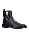 GIVENCHY LEATHER LOCK ANKLE BOOTS,17150035