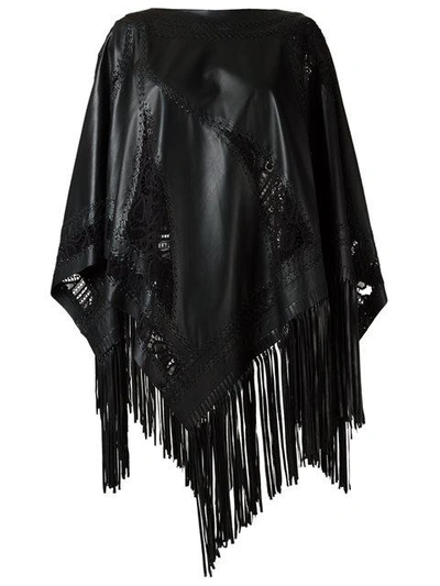 Martha Medeiros Fringed Poncho In Black