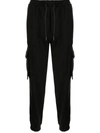 Juunj Tapered Cargo Track Trousers In Schwarz