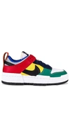 Nike Womens Grey Yellow Red Navy Dunk Disrupt Low-top Leather Trainers 8.5 In Wolf Grey  Black  & Tour Yellow