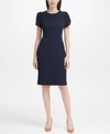 Calvin Klein Tulip-sleeve Sheath Dress In Indigo