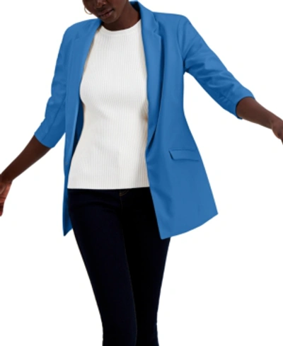 Inc International Concepts Inc Petite Ruched-sleeve Blazer, Created For Macy's In Campanula