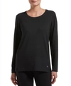 Hue Plus Size Solid Long Sleeve Lounge T-shirt In Black
