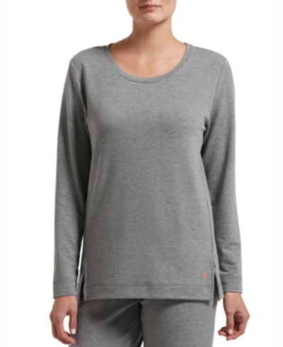 Hue Plus Size Solid Long Sleeve Lounge T-shirt In Med. Grey Heather