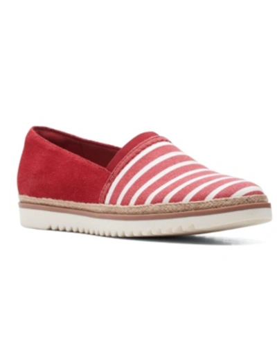 Clarks Serena Paige Womens Suede Slip On Espadrilles In Red