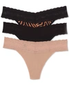 Natori Bliss Perfection Lace-trim Thong, Pack Of 3 750092mp In Open
